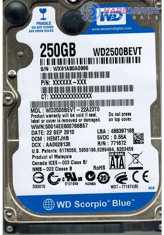 WD2500BEVT-22A23T0 