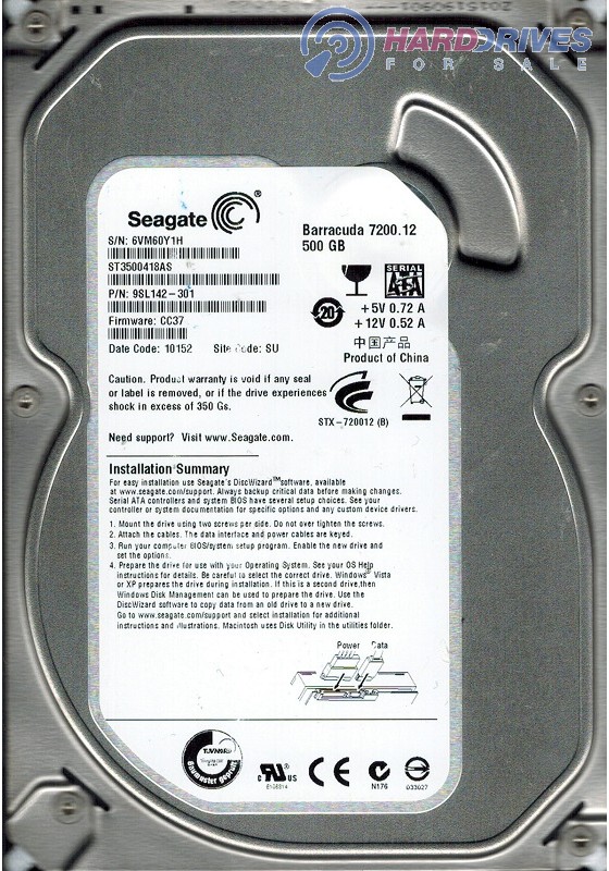 ST3500418AS 9SL142-301 CC37 SU