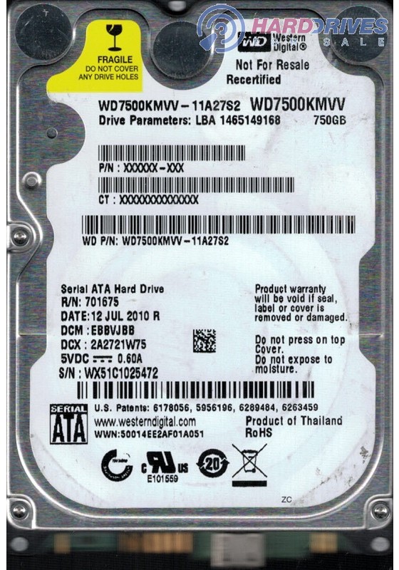 WD7500KMVV-11A27S2
