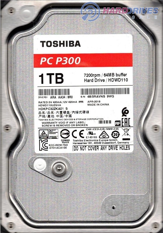 Centralizar Construir sobre Fecha roja P300 HDWD110 ARA AA34/8R0 Toshiba 1TB Desktop HDD