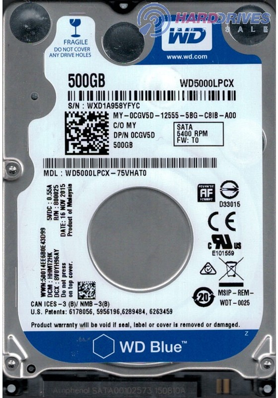 WD5000LPCX-75VHAT0