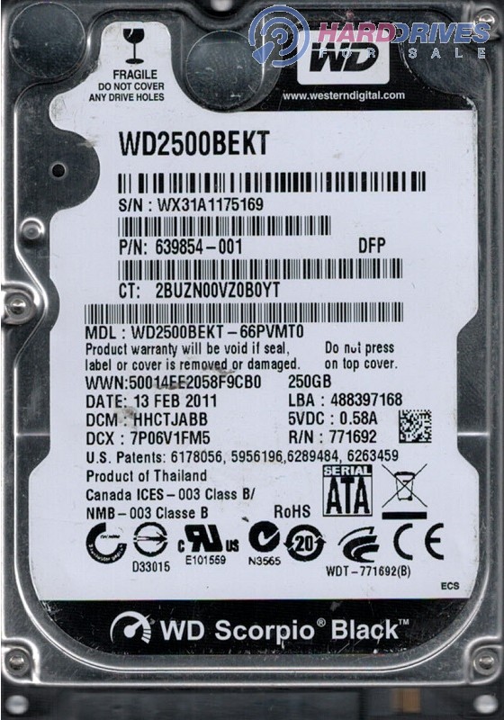 WD2500BEKT-66PVMT0