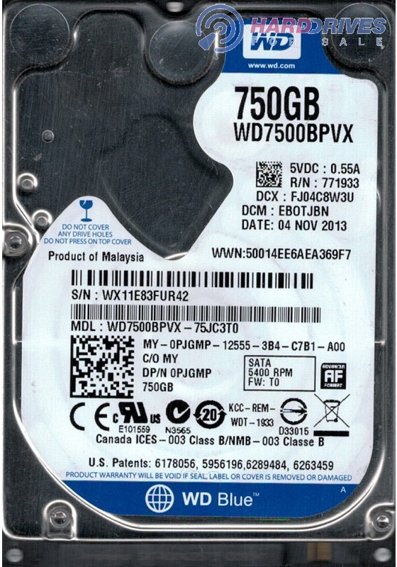 WD7500BPVX-22JC3T0