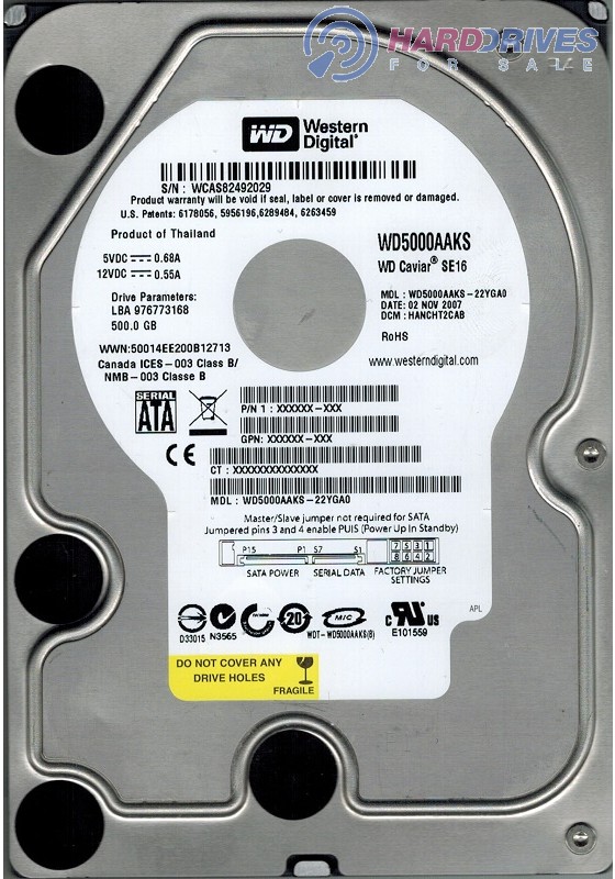 WD5000AAKS-22YGA0