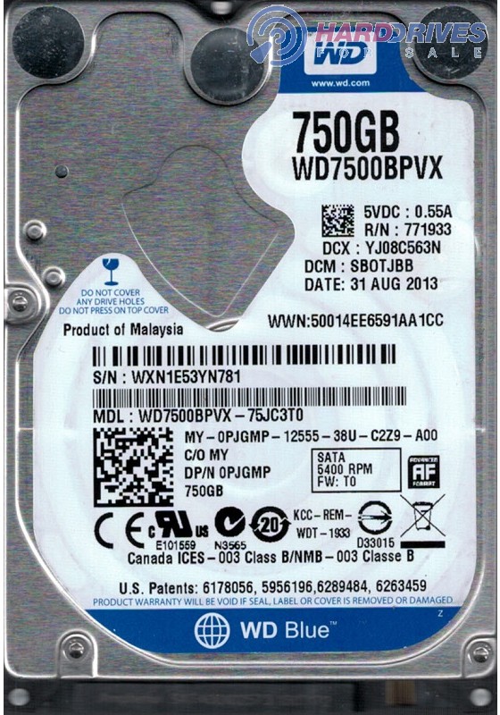 WD7500BPVX-75JC3T0