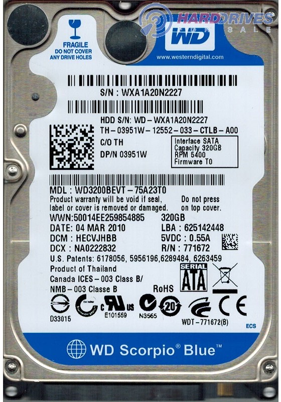WD3200BEVT-75A23T0