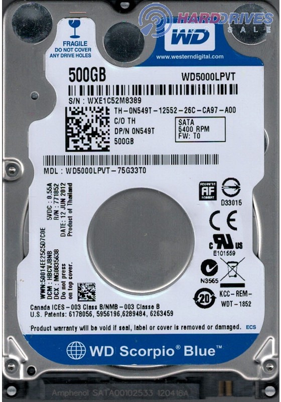WD5000LPVT-75G33T0