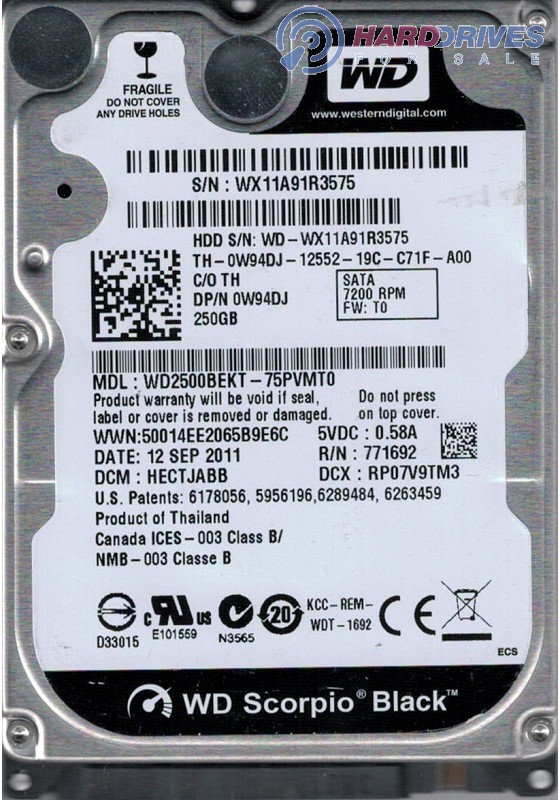 WD2500BEKT-75PVMT0