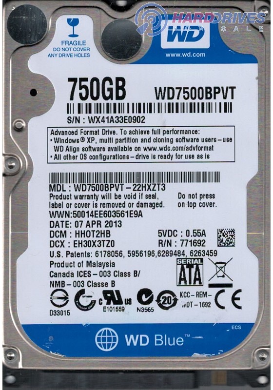 WD7500BPVT-22HXZT3