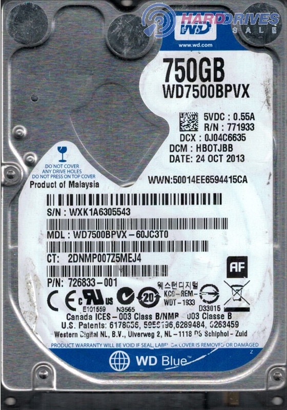 WD7500BPVX-60JC3T0