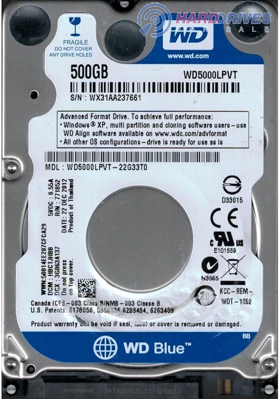 WD5000LPVT-22G33T0