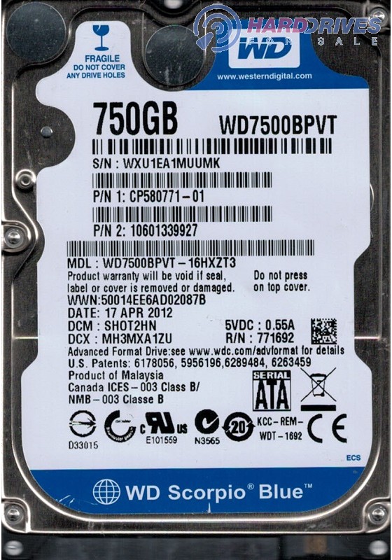 WD7500BPVT-16HXZT3