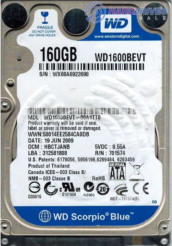 WD1600BEVT-00A1TT0