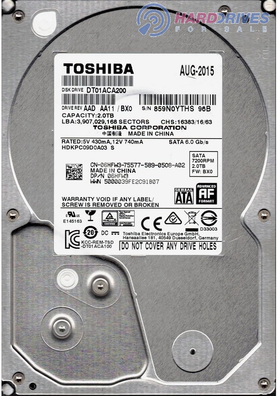 Toshiba DT01ACA200 AAD AA11/BX0 2TB China