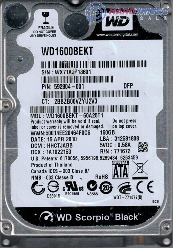 WD1600BEKT-60A25T1