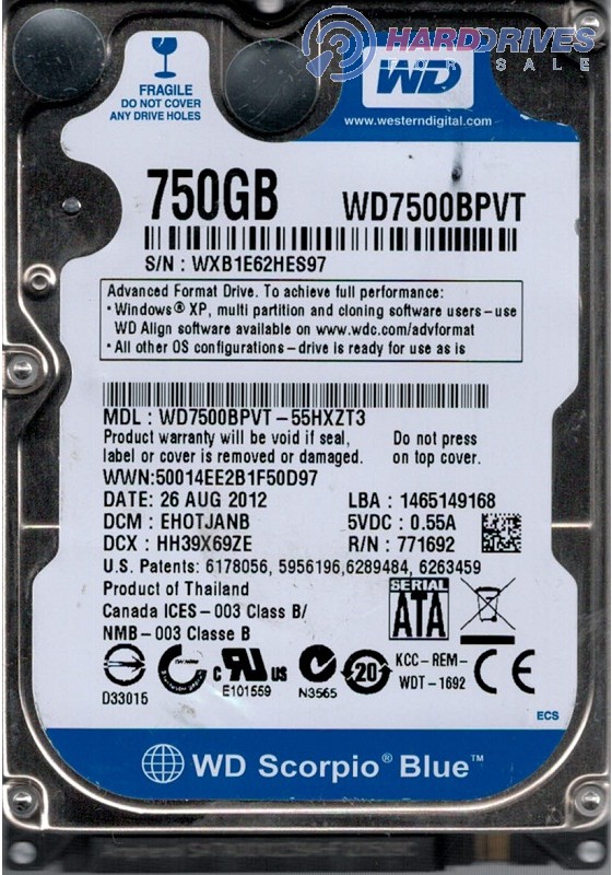 WD7500BPVT-55HXZT3