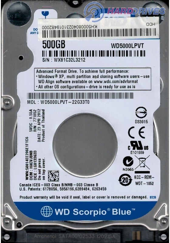 WD5000LPVT-22G33T0
