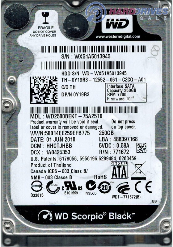 WD2500BEKT-75A25T0