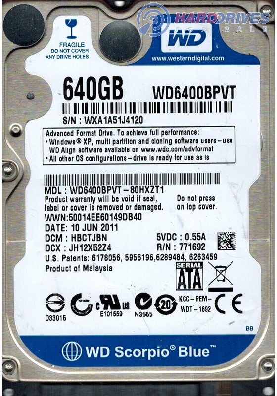 WD6400BPVT-80HXZT1
