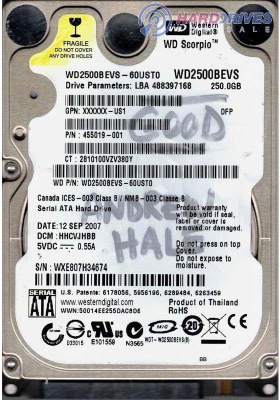 WD2500BEVS-60UST0