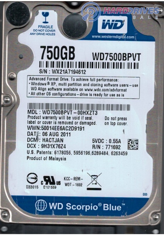 WD7500BPVT-00HXZT3