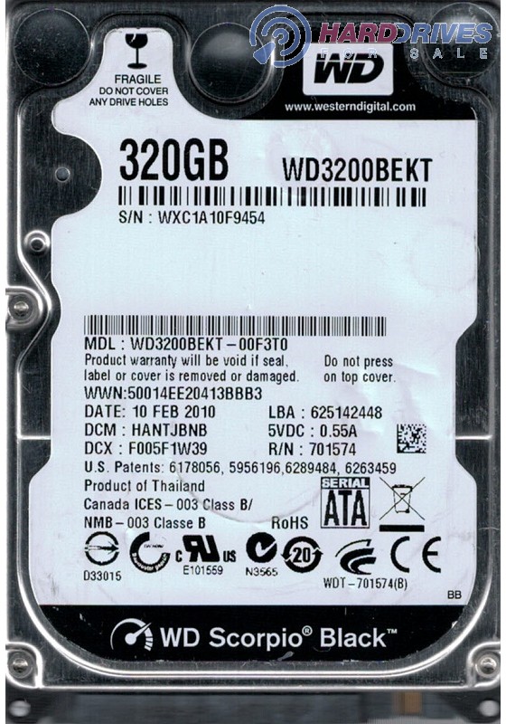 DCM WD3200BEKT-00F3T0 Dcm Hantjbnb WXC1A Western Digital 320GB 