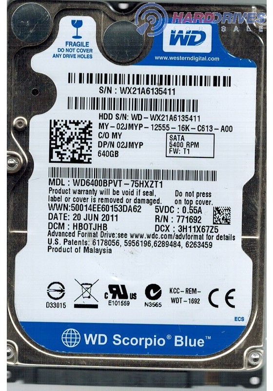 WD6400BPVT-75HXZT1