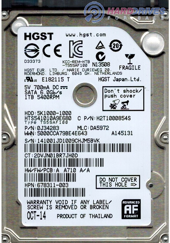 HTS541010A9E680 0J34283 DA5972