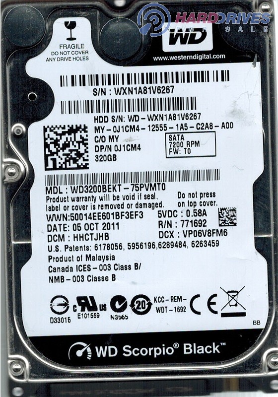 WD3200BEKT-75PVMT0 