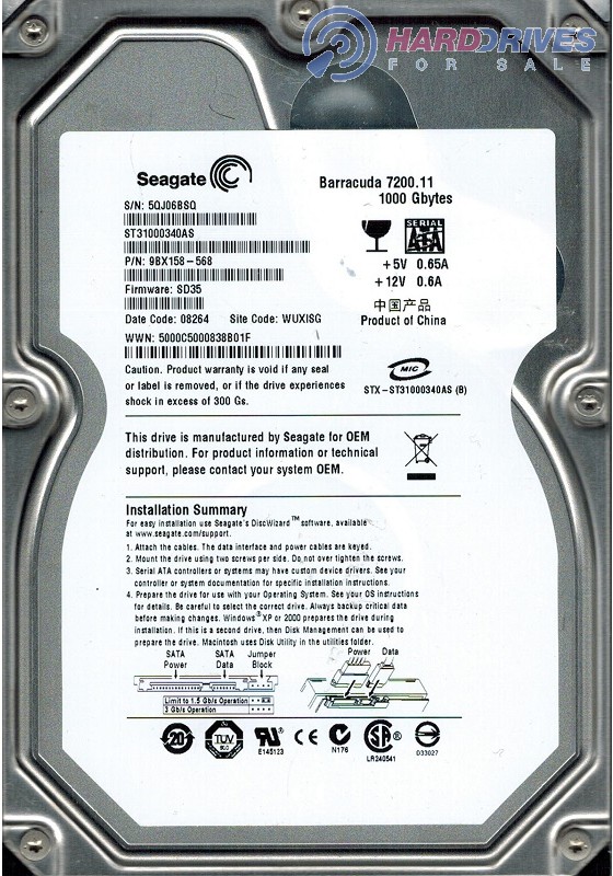 ST31000340AS 9BX158-568 SD35 WUXISG