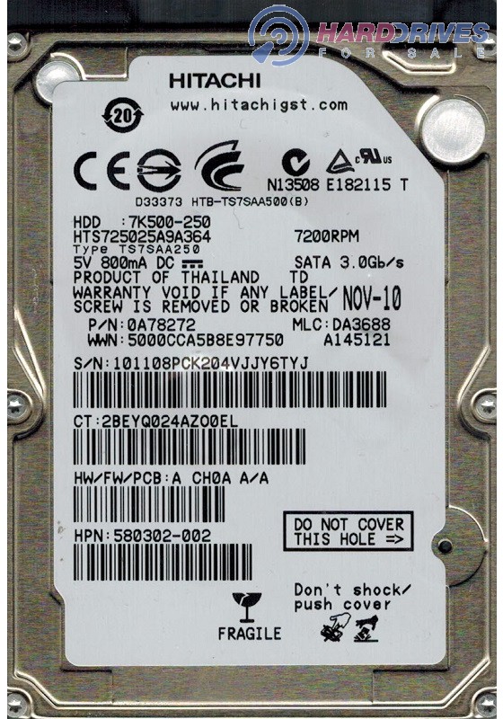 HTS725025A9A364 0A78272 DA3688