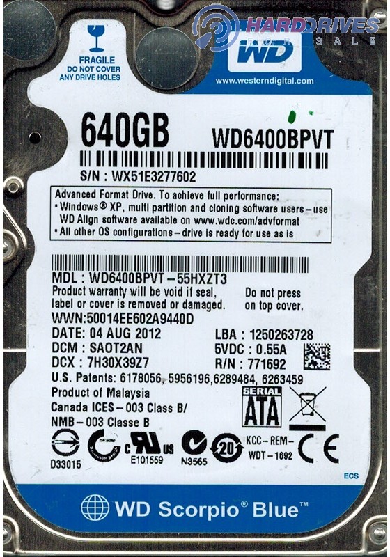 WD6400BPVT-55HXZT3