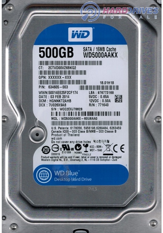 WD5000AAKX-60U6AA0
