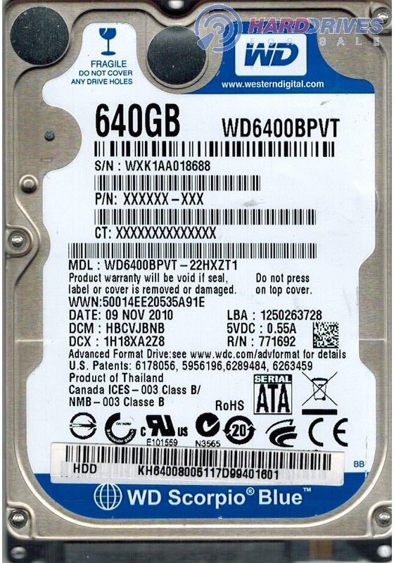 WD6400BPVT-22HXZT1
