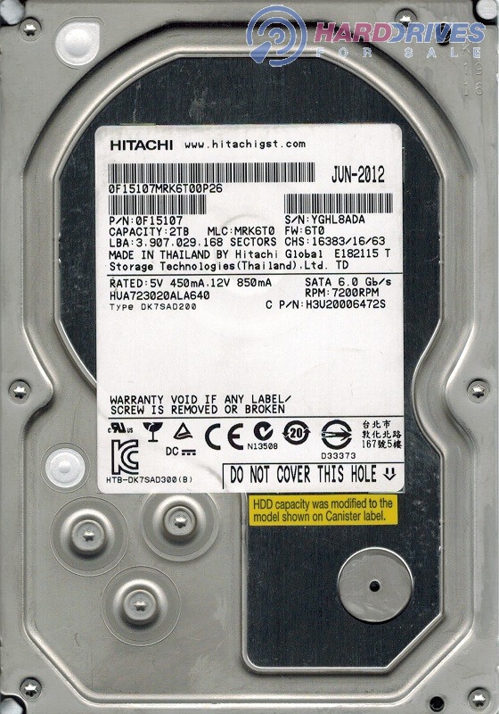 HUA723020ALA640 0F15107 MRK6T0