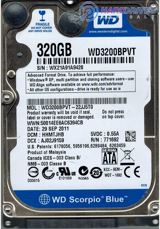 WD3200BPVT-22JJ5T0
