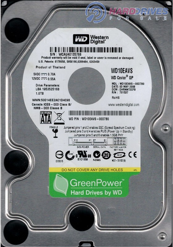 WD10EAVS-00D7B0