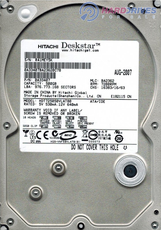 HDT725050VLAT80 0A33407 BA2362