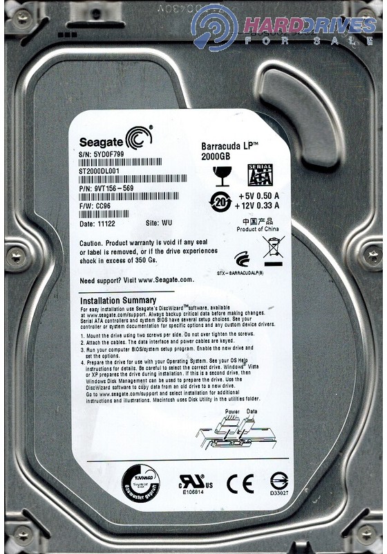 ST2000DL001 CC96 9VT156-569 WU