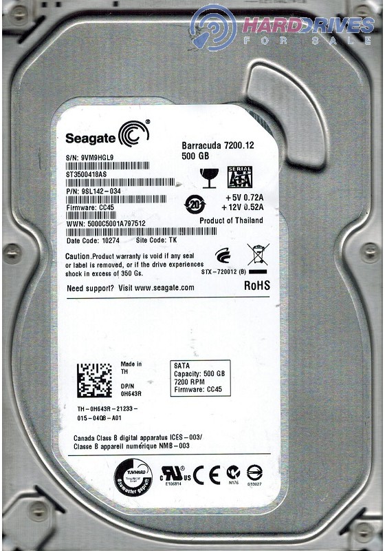 ST3500418AS 9SL142-034 CC45 TK