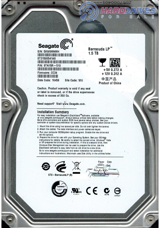 ST31500541AS 9TN15R-510 CC34 TK
