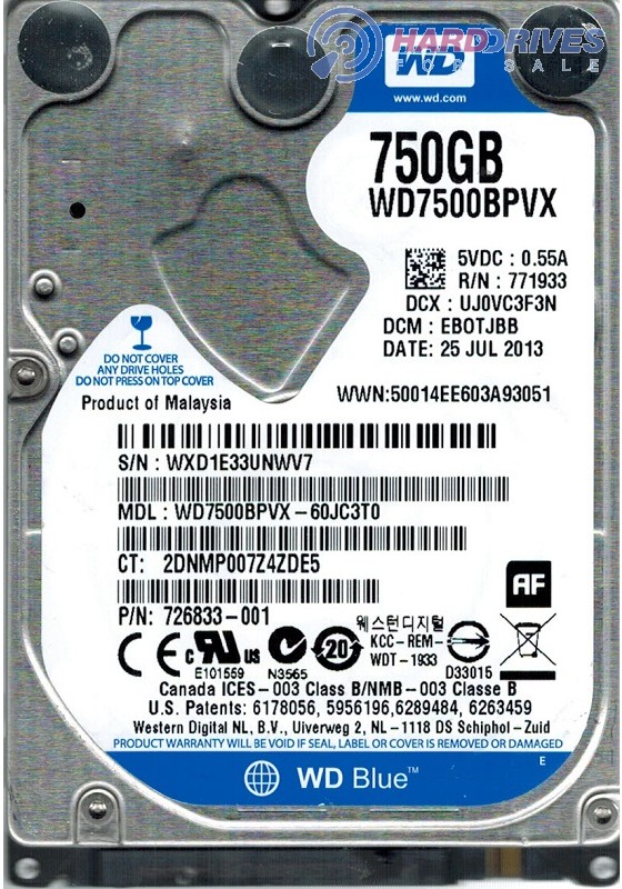 WD7500BPVX-60JC3T0