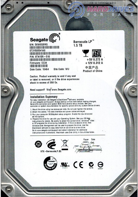 ST31500541AS 9TN15R-510 CC34 WU