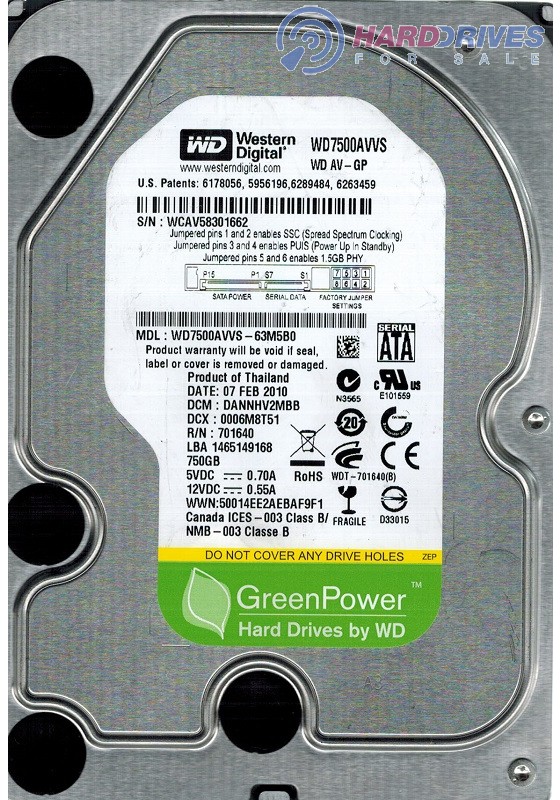 WD7500AVVS-63M5B0