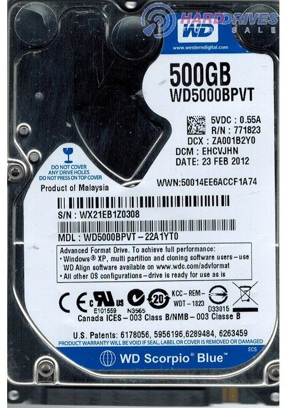 WD5000BPVT-22A1YT0