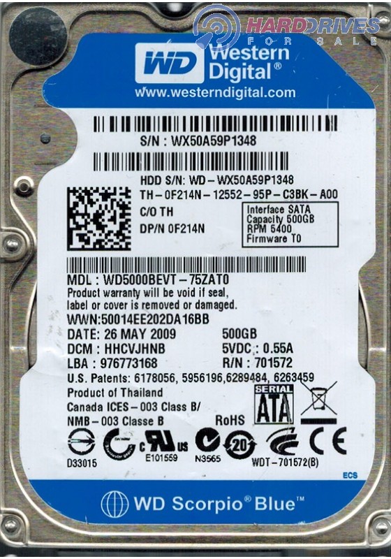 WD5000BEVT-75ZAT0