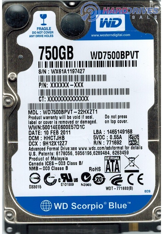 WD7500BPVT-22HXZT1