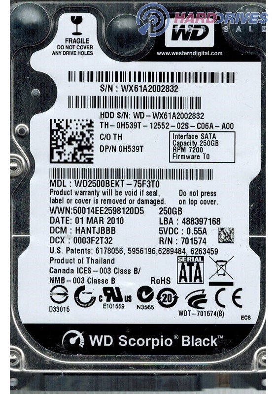 WD2500BEKT-75F3T0