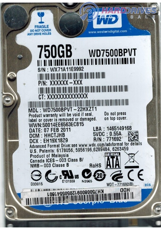 WD7500BPVT-22HXZT1