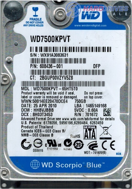 WD7500KPVT-65HT5T0